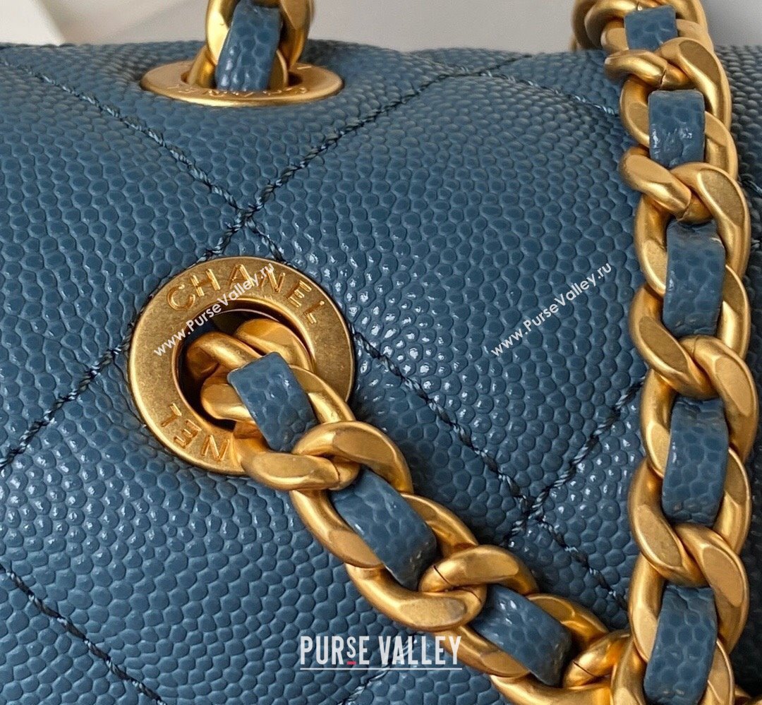 Chanel Grained Calfskin & Gold-Tone Metal Chain Backpack Bag AS4490 Blue 2023 (jiyuan-23111633)