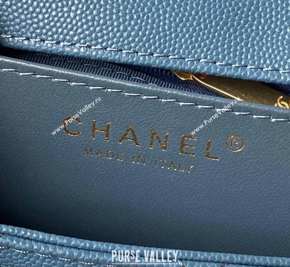 Chanel Grained Calfskin & Gold-Tone Metal Chain Backpack Bag AS4490 Blue 2023 (jiyuan-23111633)