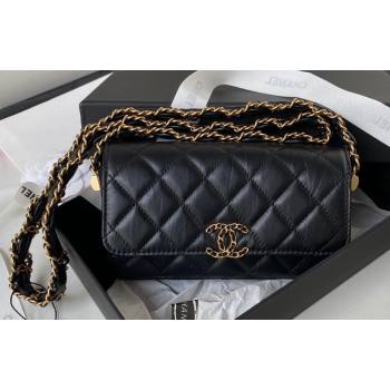 Chanel Crinkled Calfskin Clutch with Chain Bag AP3570 Black 2023 (jiyuan-23111719)
