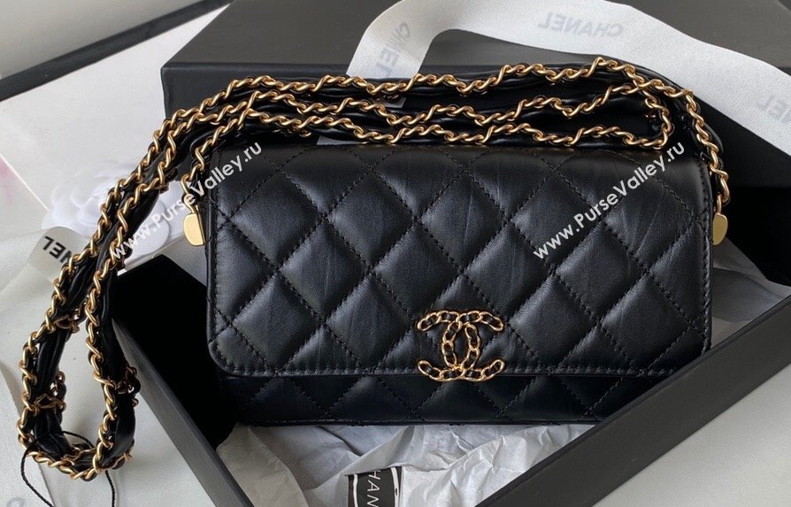 Chanel Crinkled Calfskin Clutch with Chain Bag AP3570 Black 2023 (jiyuan-23111719)