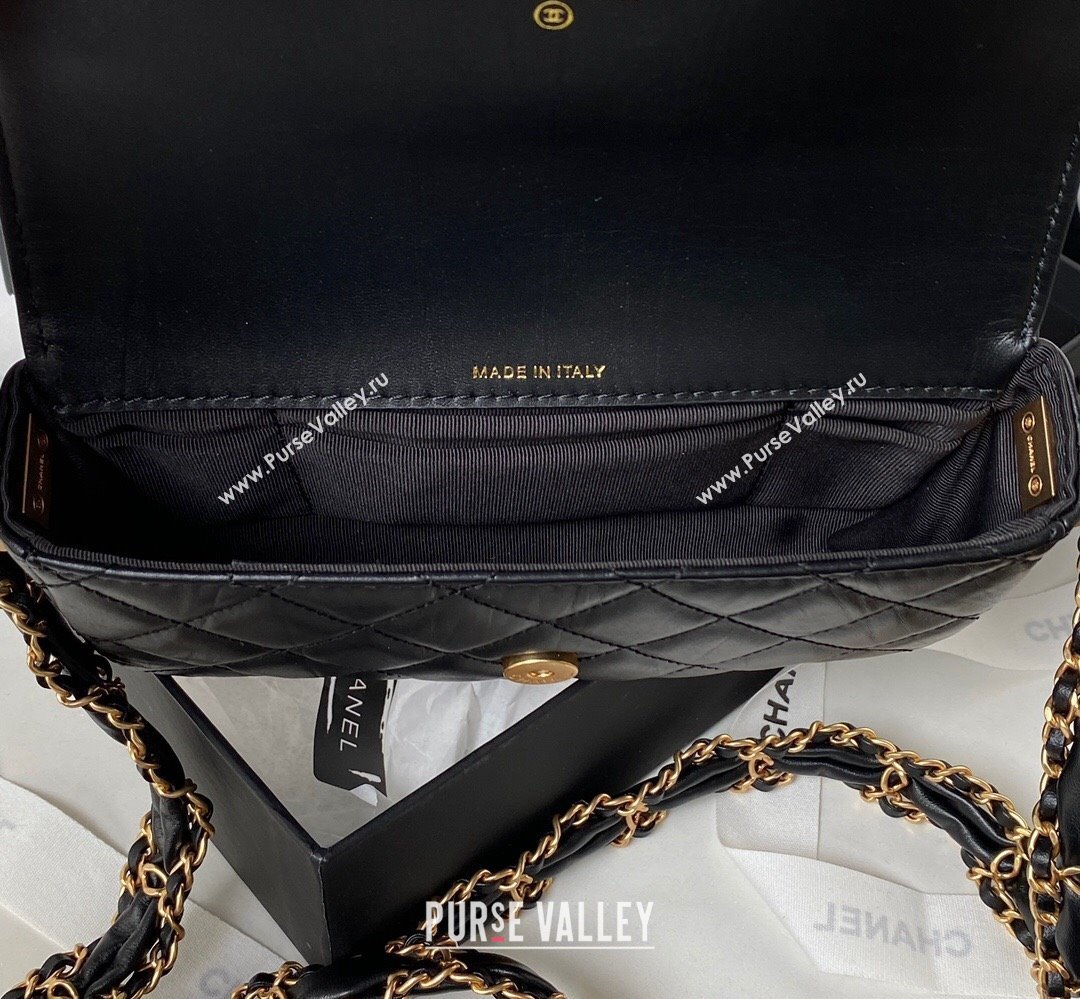 Chanel Crinkled Calfskin Clutch with Chain Bag AP3570 Black 2023 (jiyuan-23111719)