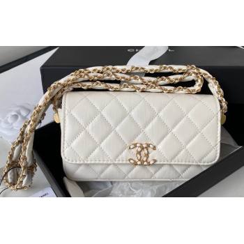 Chanel Crinkled Calfskin Clutch with Chain Bag AP3570 White 2023 (jiyuan-23111720)