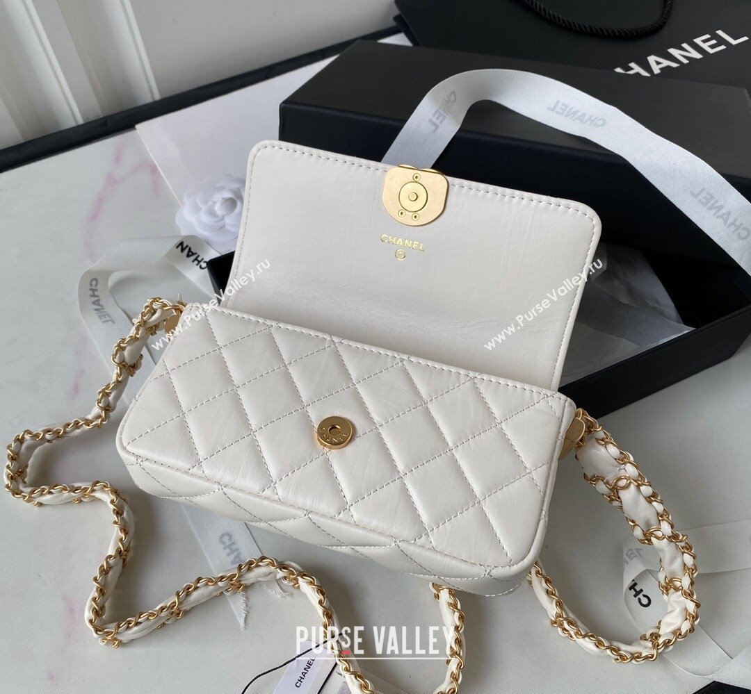 Chanel Crinkled Calfskin Clutch with Chain Bag AP3570 White 2023 (jiyuan-23111720)