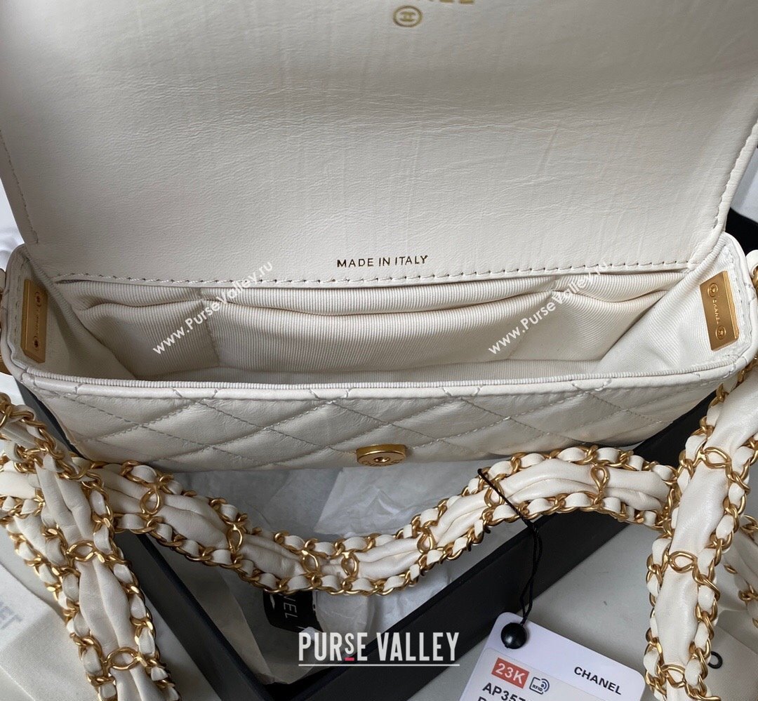 Chanel Crinkled Calfskin Clutch with Chain Bag AP3570 White 2023 (jiyuan-23111720)