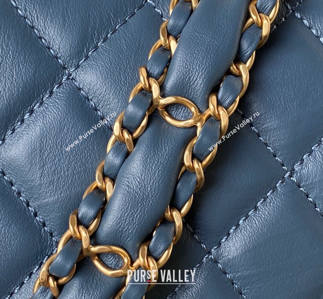 Chanel Crinkled Calfskin Clutch with Chain Bag AP3570 Blue 2023 (jiyuan-23111721)