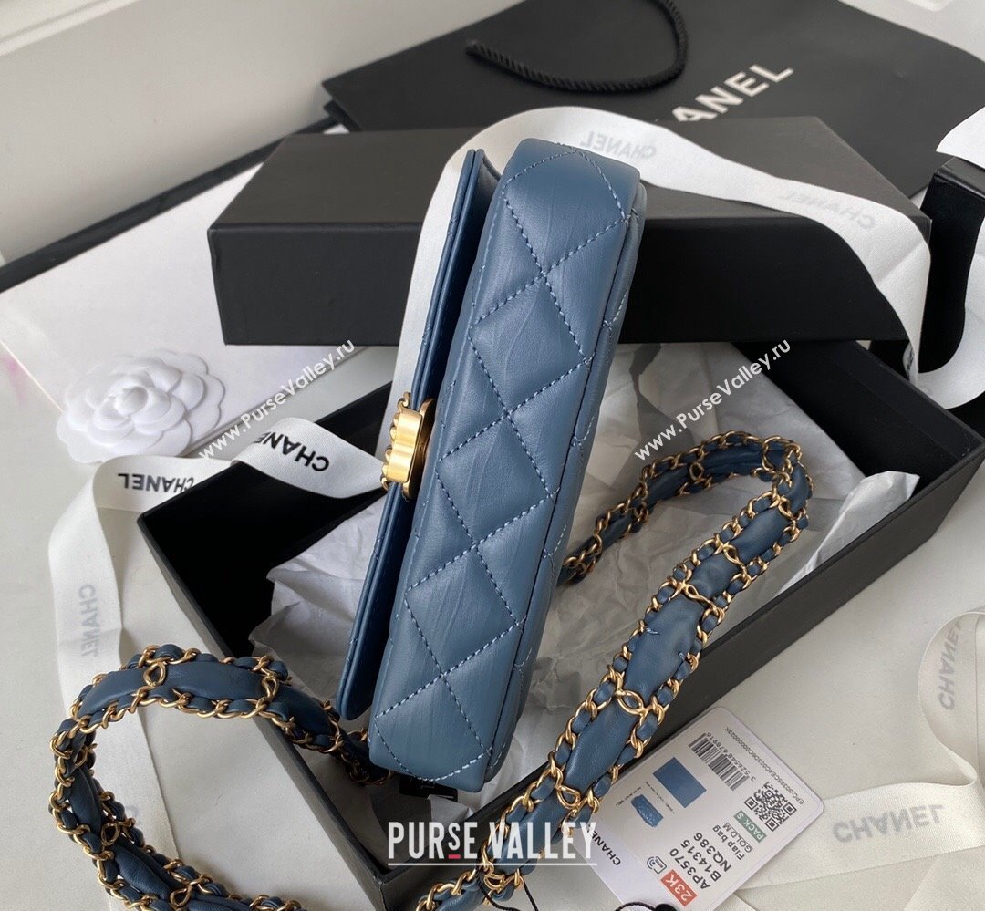 Chanel Crinkled Calfskin Clutch with Chain Bag AP3570 Blue 2023 (jiyuan-23111721)