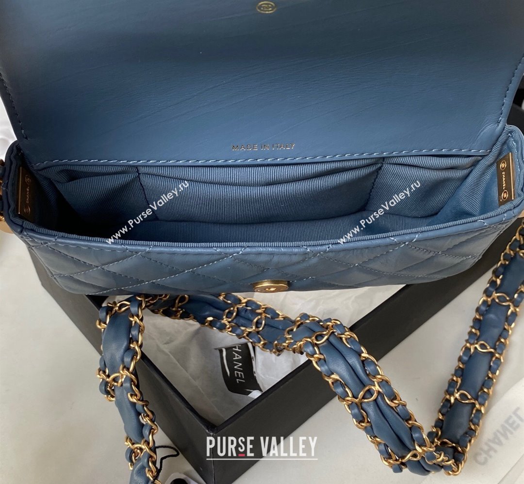 Chanel Crinkled Calfskin Clutch with Chain Bag AP3570 Blue 2023 (jiyuan-23111721)