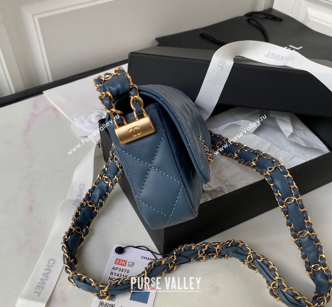 Chanel Crinkled Calfskin Clutch with Chain Bag AP3570 Blue 2023 (jiyuan-23111721)