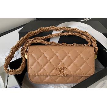 Chanel Crinkled Calfskin Clutch with Chain Bag AP3570 Brown 2023 (jiyuan-23111722)