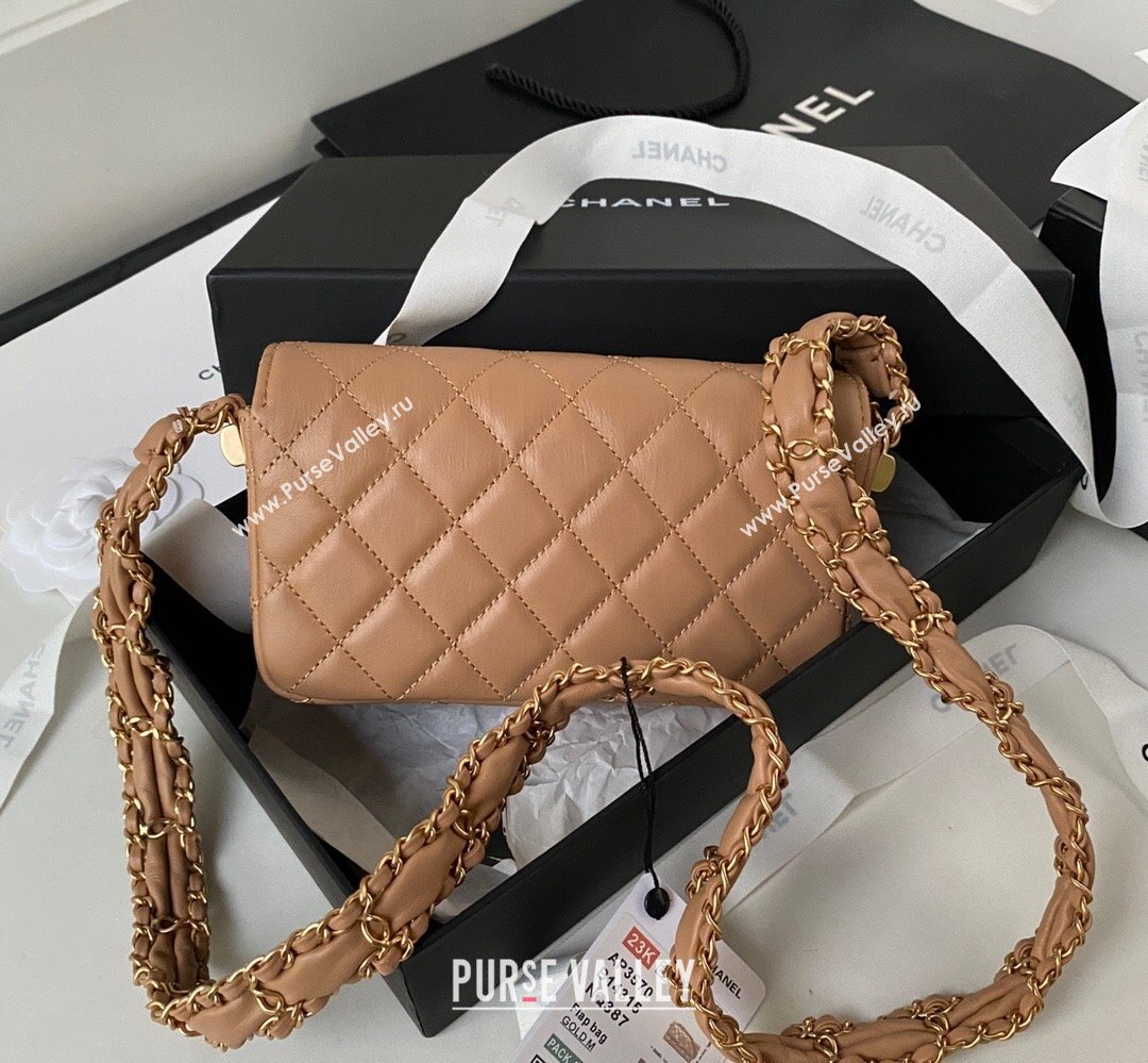 Chanel Crinkled Calfskin Clutch with Chain Bag AP3570 Brown 2023 (jiyuan-23111722)