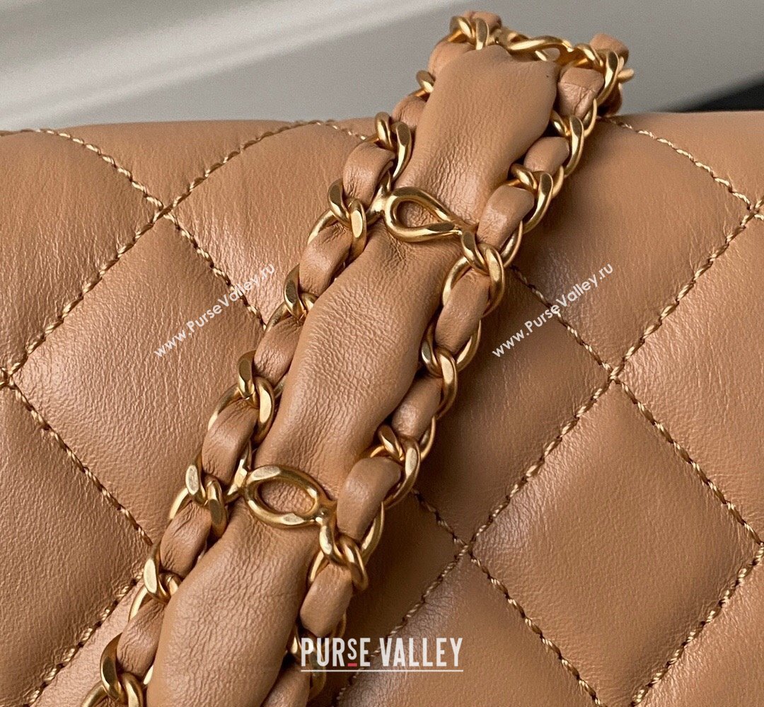 Chanel Crinkled Calfskin Clutch with Chain Bag AP3570 Brown 2023 (jiyuan-23111722)