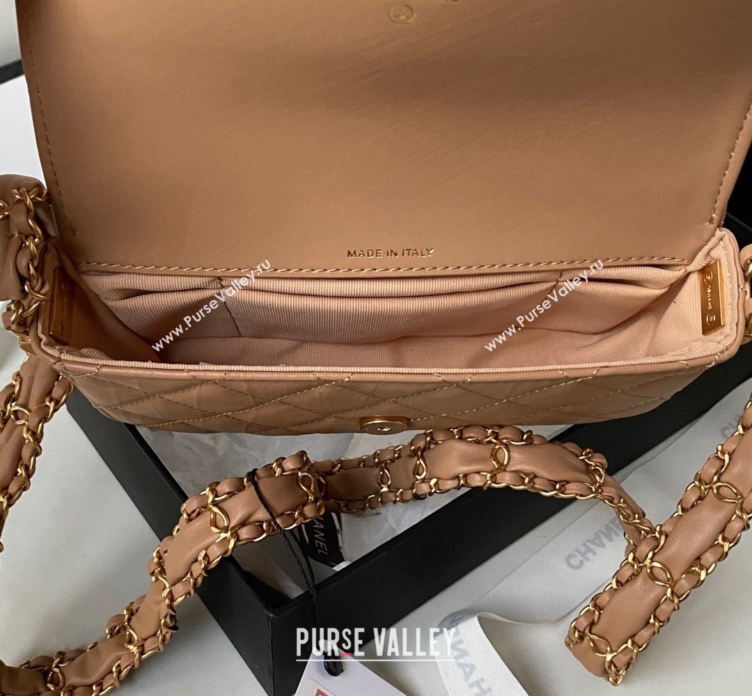 Chanel Crinkled Calfskin Clutch with Chain Bag AP3570 Brown 2023 (jiyuan-23111722)