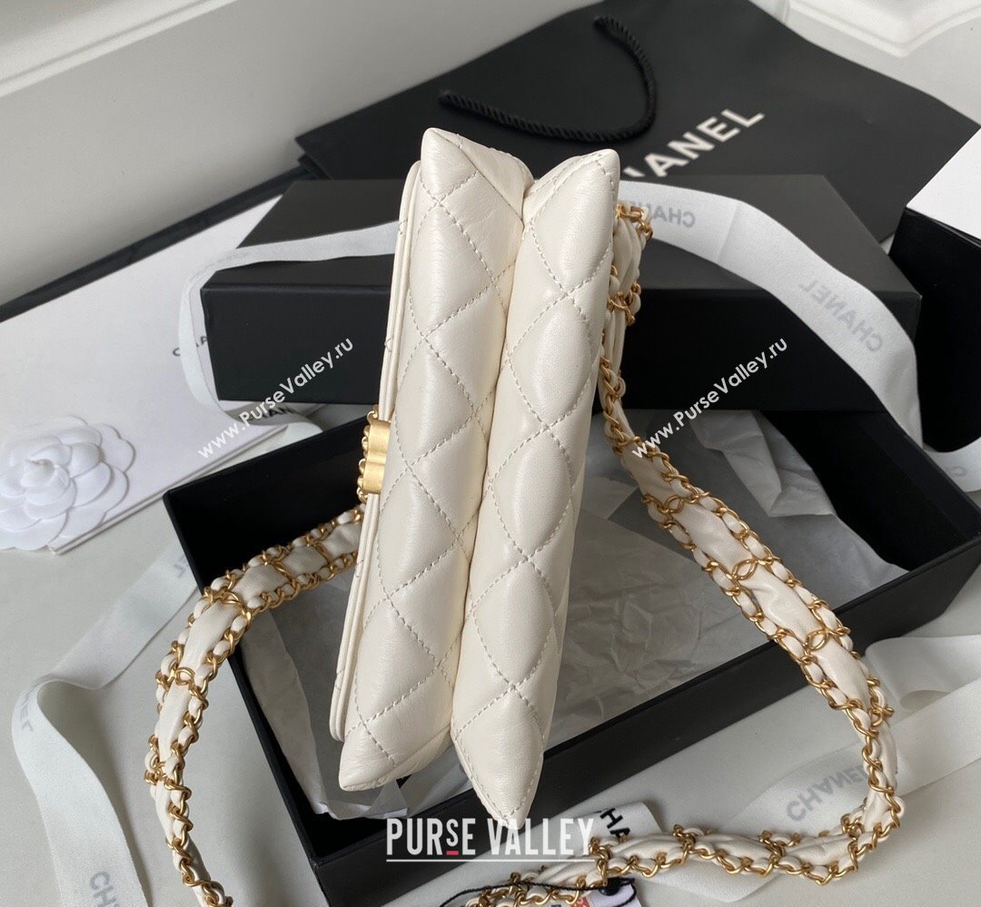 Chanel Crinkled Calfskin Mini Flap Bag AP3572 White 2023 (jiyuan-23111716)
