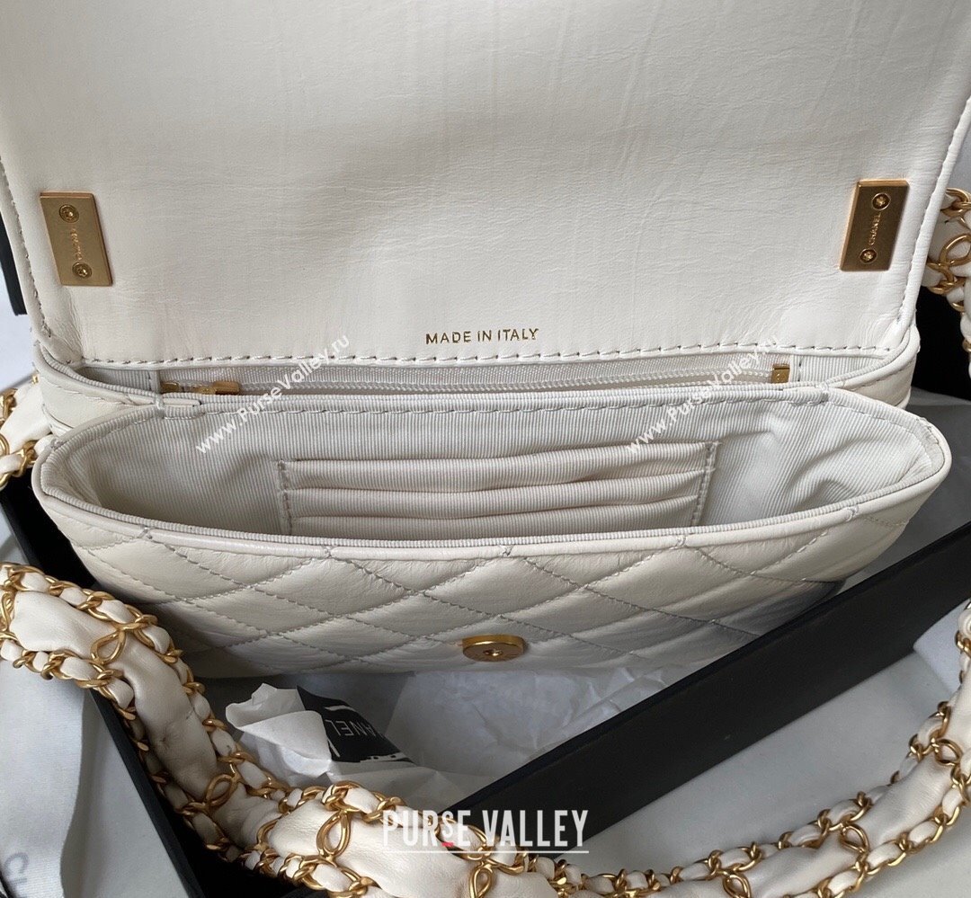 Chanel Crinkled Calfskin Mini Flap Bag AP3572 White 2023 (jiyuan-23111716)