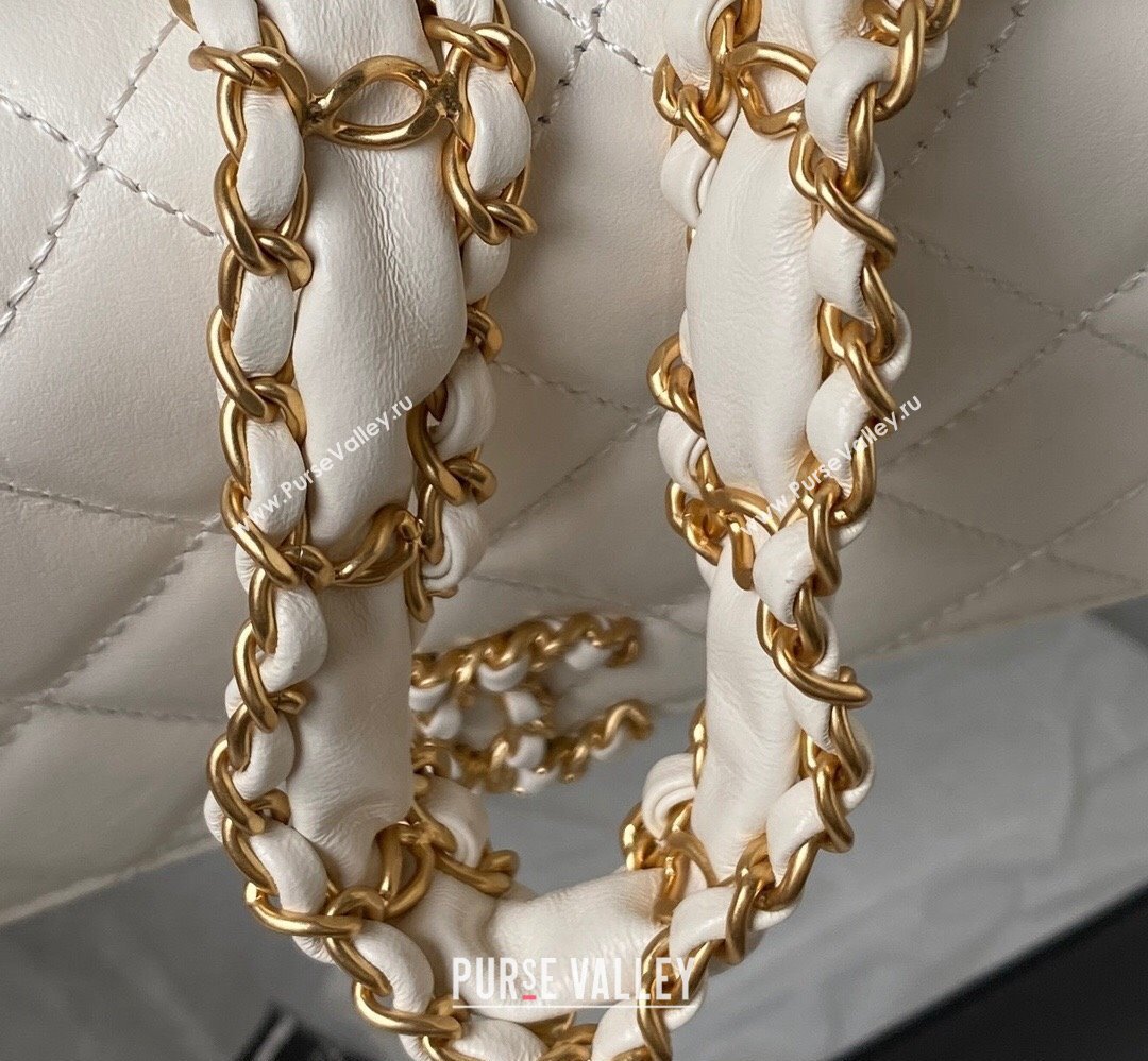 Chanel Crinkled Calfskin Mini Flap Bag AP3572 White 2023 (jiyuan-23111716)