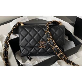 Chanel Crinkled Calfskin Mini Flap Bag AP3572 Black 2023 (jiyuan-23111715)
