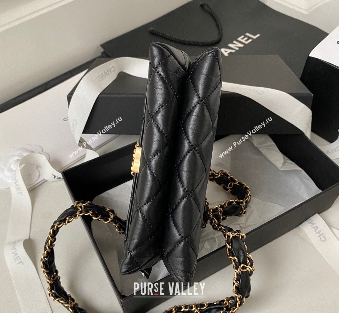 Chanel Crinkled Calfskin Mini Flap Bag AP3572 Black 2023 (jiyuan-23111715)