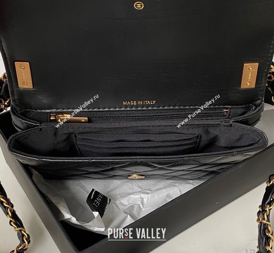 Chanel Crinkled Calfskin Mini Flap Bag AP3572 Black 2023 (jiyuan-23111715)