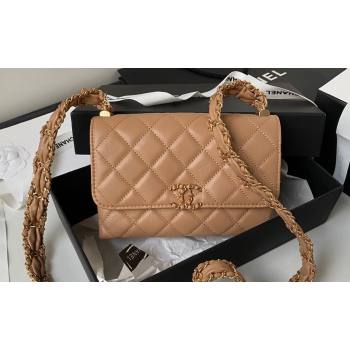 Chanel Crinkled Calfskin Mini Flap Bag AP3572 Brown 2023 (jiyuan-23111718)