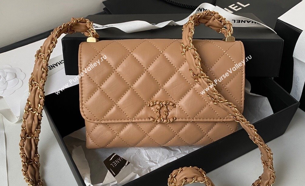 Chanel Crinkled Calfskin Mini Flap Bag AP3572 Brown 2023 (jiyuan-23111718)