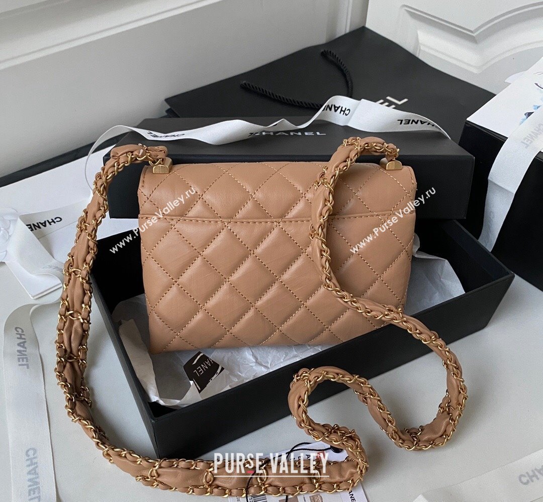 Chanel Crinkled Calfskin Mini Flap Bag AP3572 Brown 2023 (jiyuan-23111718)