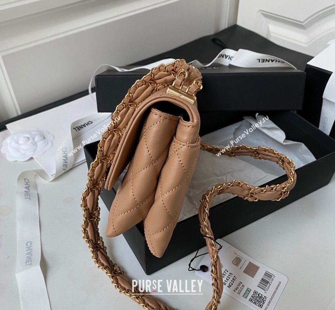 Chanel Crinkled Calfskin Mini Flap Bag AP3572 Brown 2023 (jiyuan-23111718)