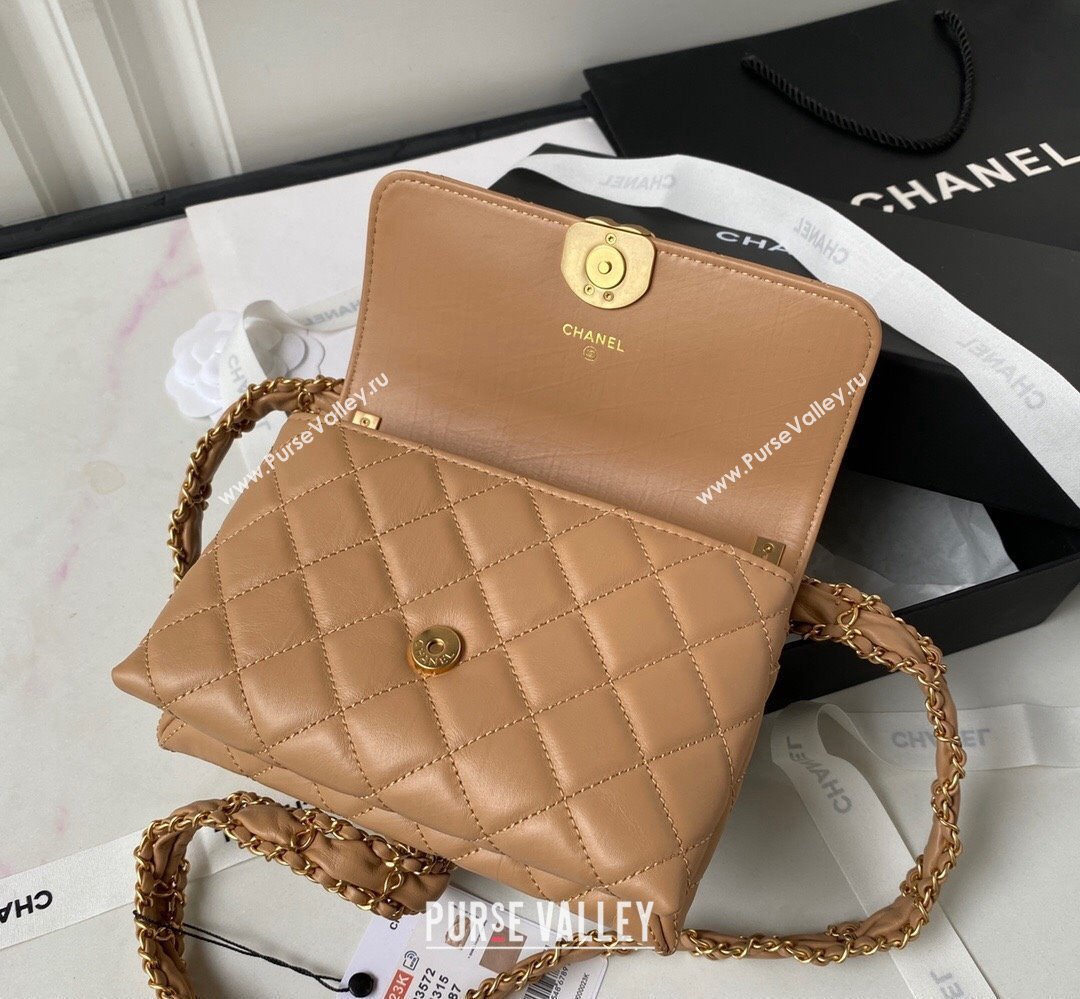 Chanel Crinkled Calfskin Mini Flap Bag AP3572 Brown 2023 (jiyuan-23111718)