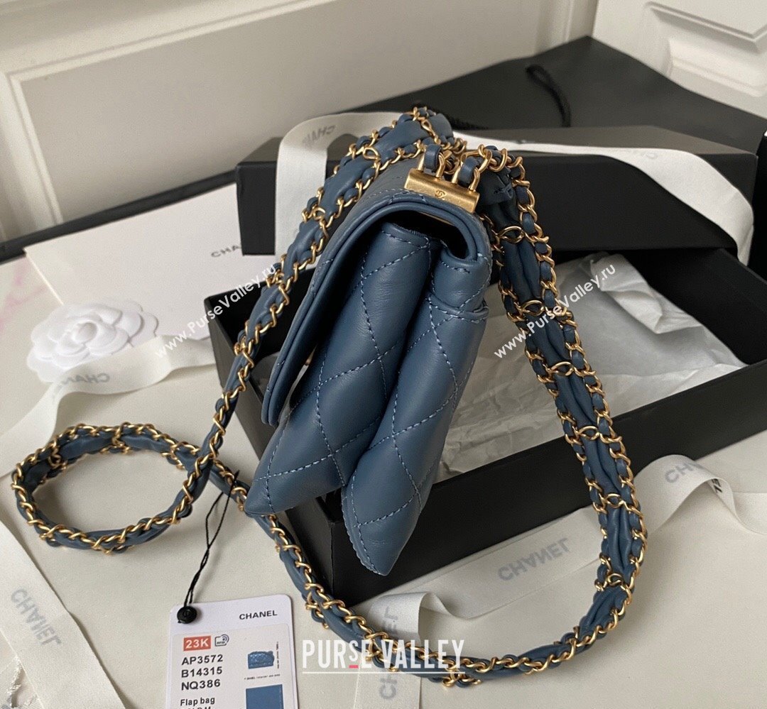 Chanel Crinkled Calfskin Mini Flap Bag AP3572 Blue 2023 (jiyuan-23111717)