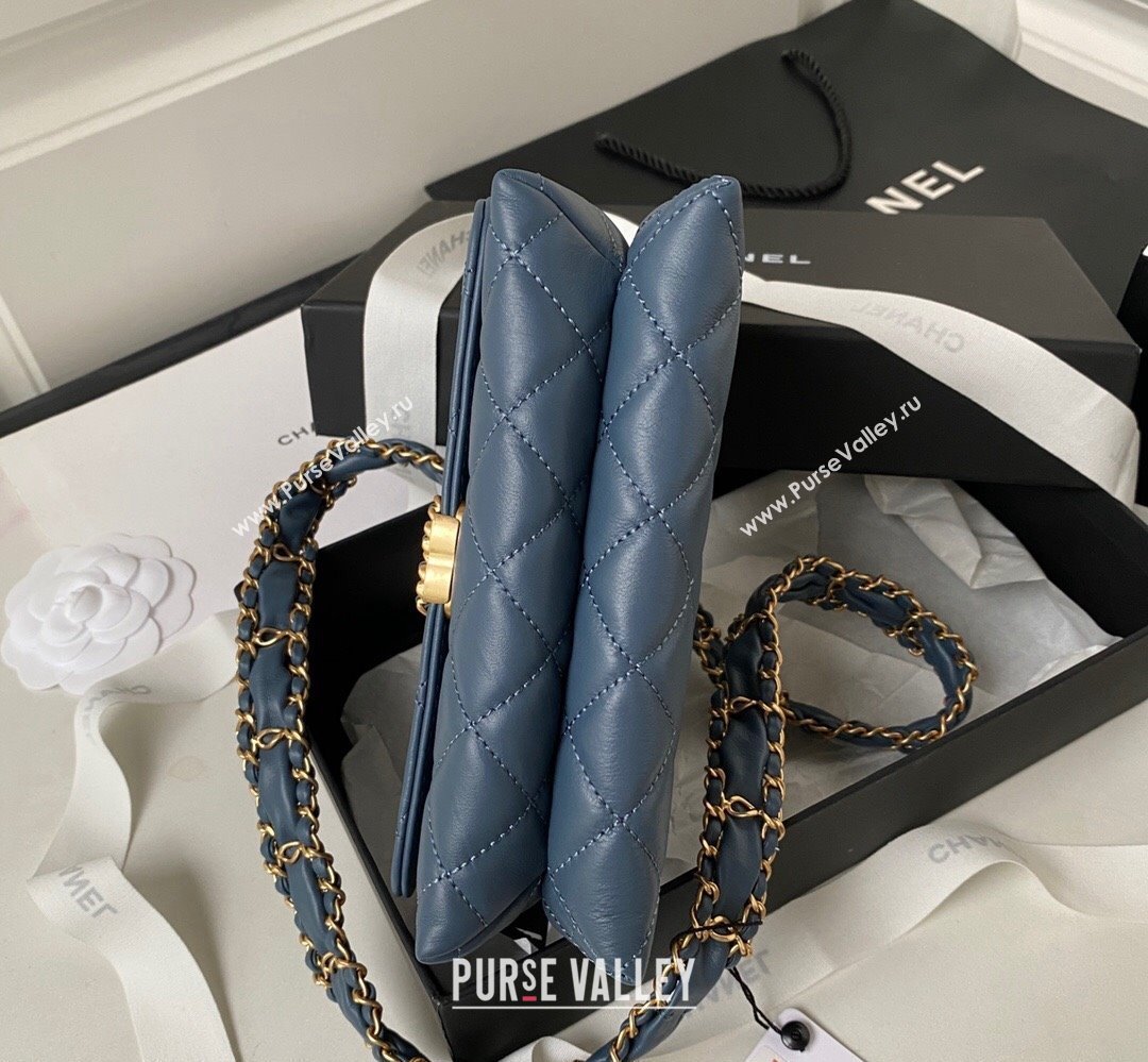 Chanel Crinkled Calfskin Mini Flap Bag AP3572 Blue 2023 (jiyuan-23111717)