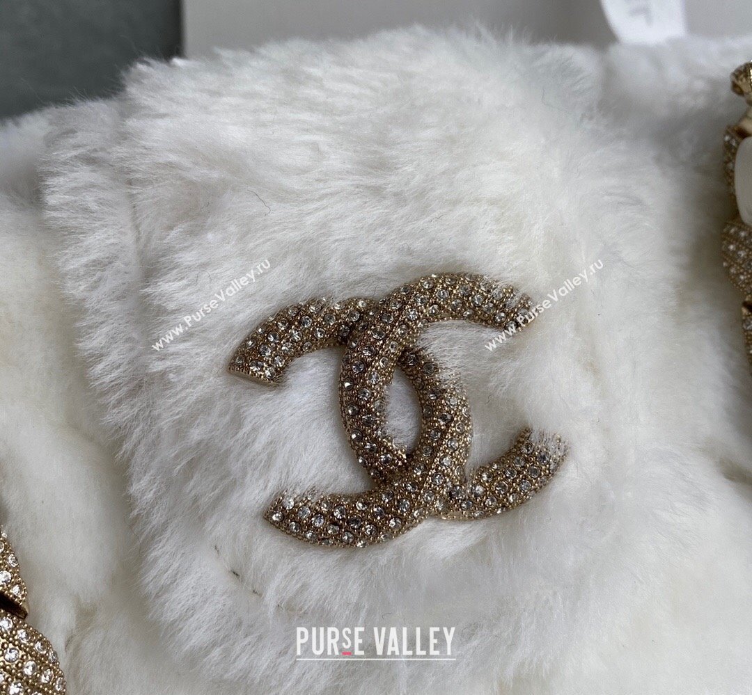 Chanel Shearling and Crystal Bucket Bag AS2257 White 2023 (jiyuan-23111615)