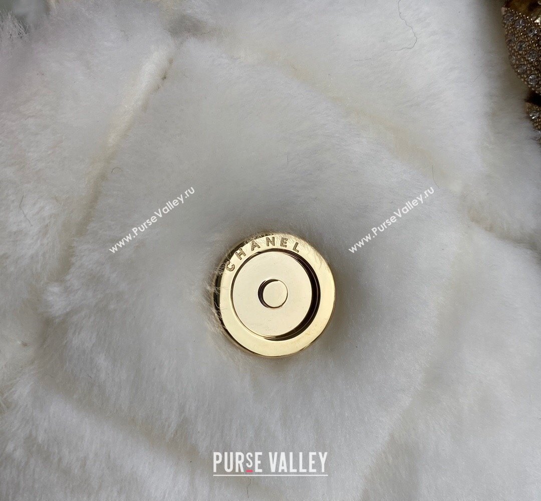 Chanel Shearling and Crystal Bucket Bag AS2257 White 2023 (jiyuan-23111615)