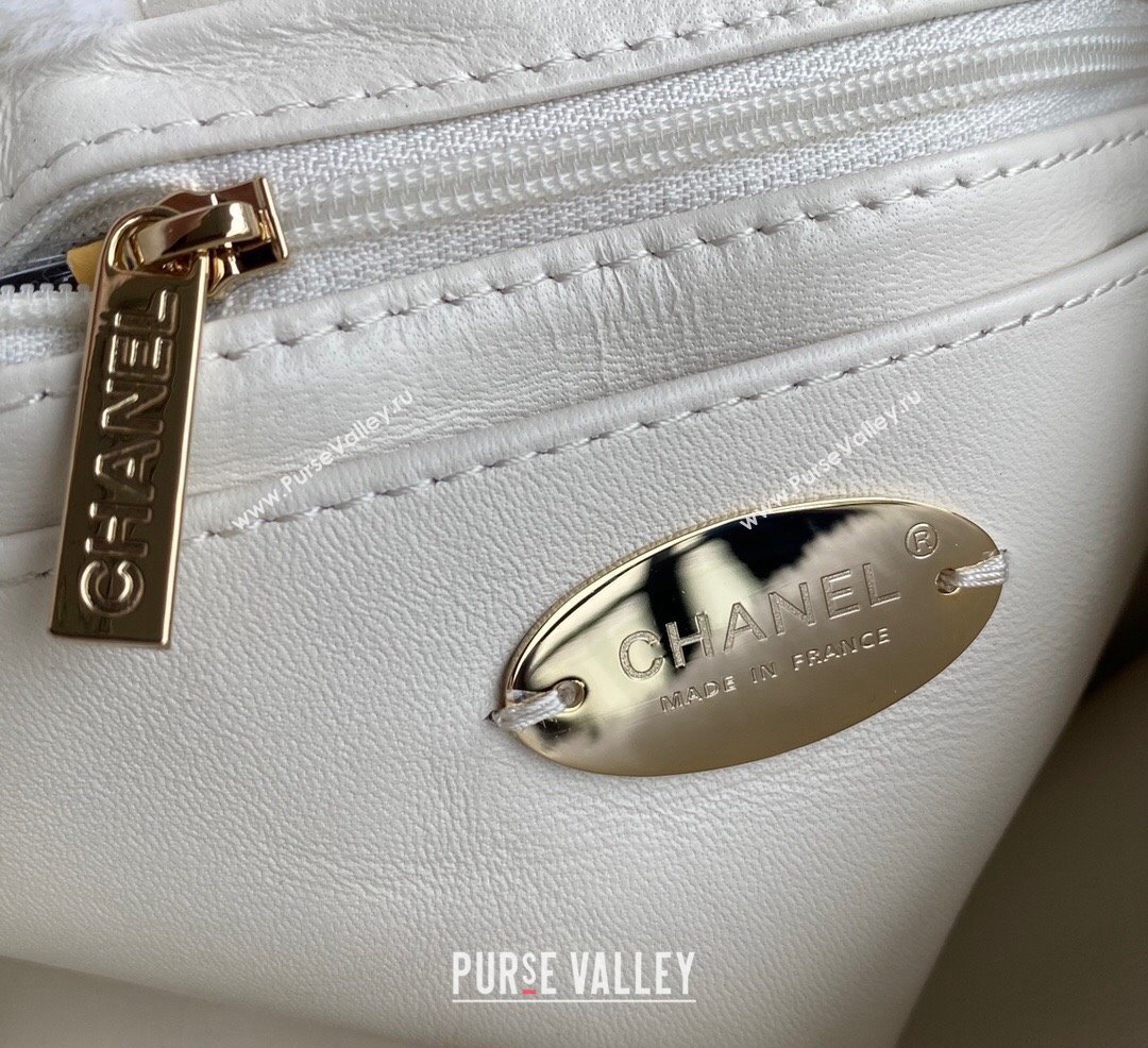 Chanel Shearling and Crystal Bucket Bag AS2257 White 2023 (jiyuan-23111615)