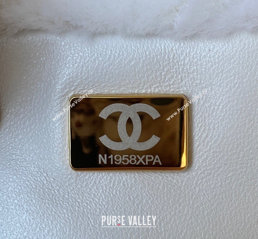 Chanel Shearling and Crystal Bucket Bag AS2257 White 2023 (jiyuan-23111615)