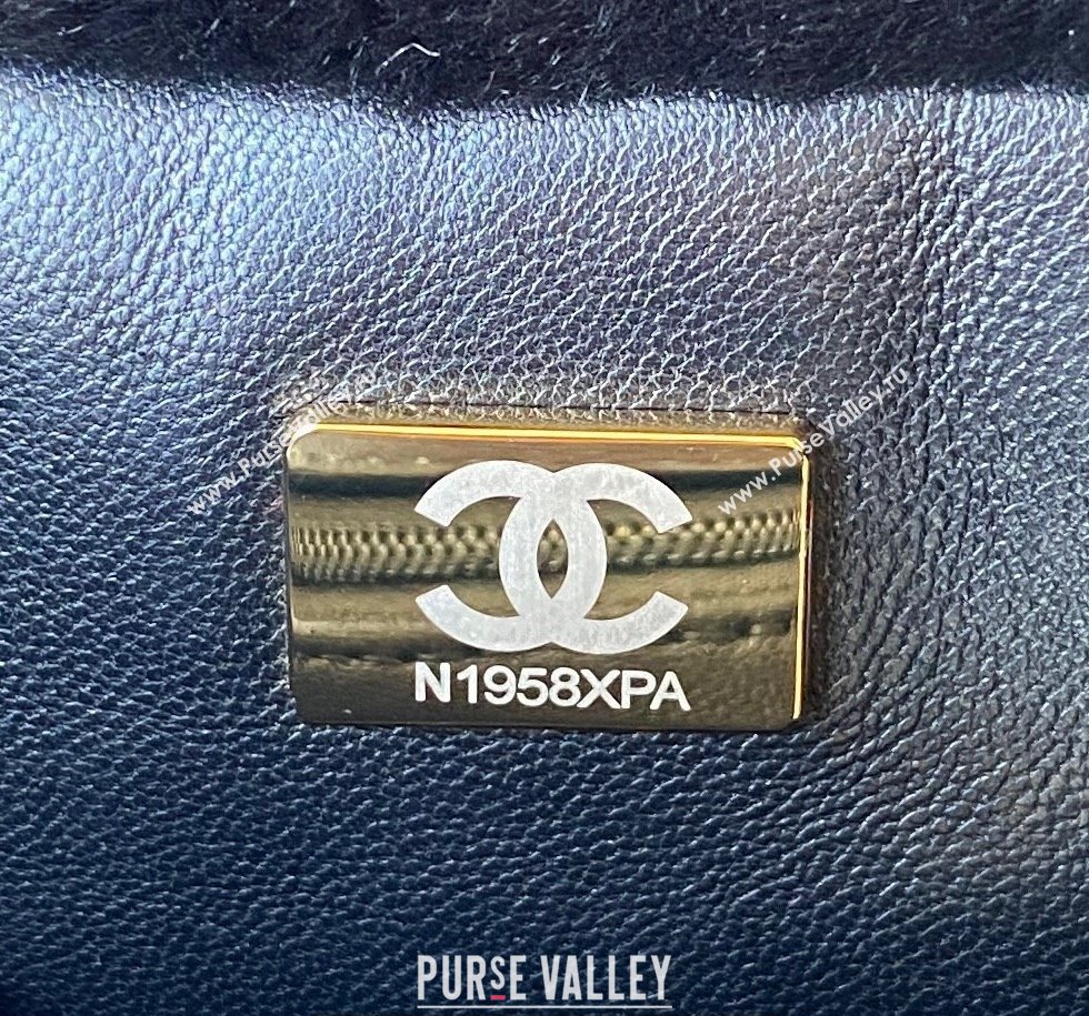 Chanel Shearling and Crystal Bucket Bag AS2257 Black 2023 (jiyuan-23111614)