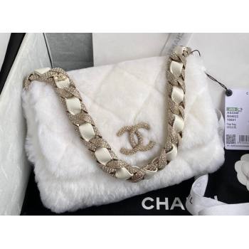 Chanel Shearling and Crystal Flap Bag AS2240 White 2023 (jiyuan-23111617)