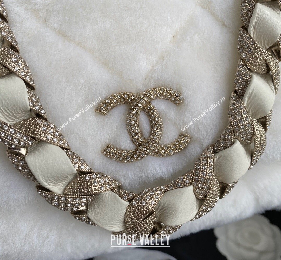Chanel Shearling and Crystal Flap Bag AS2240 White 2023 (jiyuan-23111617)