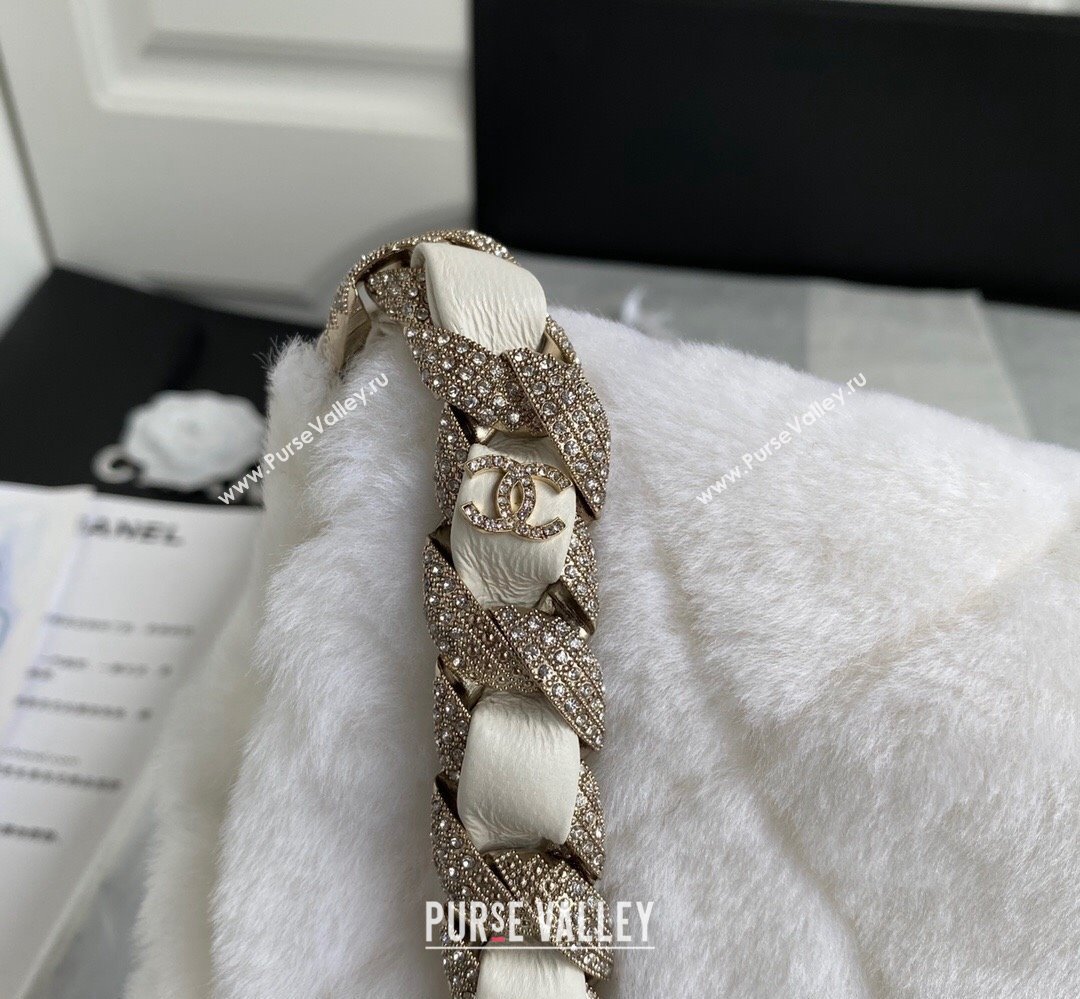 Chanel Shearling and Crystal Flap Bag AS2240 White 2023 (jiyuan-23111617)