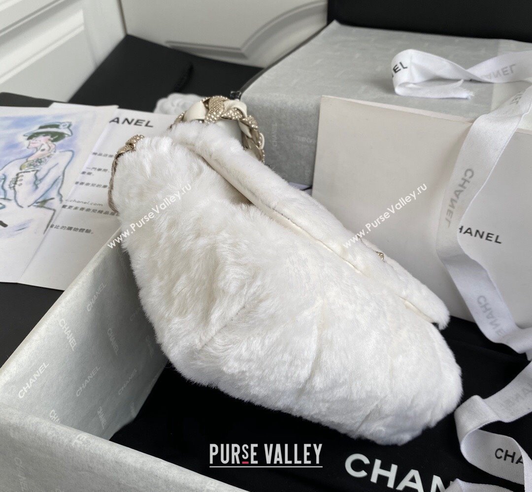 Chanel Shearling and Crystal Flap Bag AS2240 White 2023 (jiyuan-23111617)