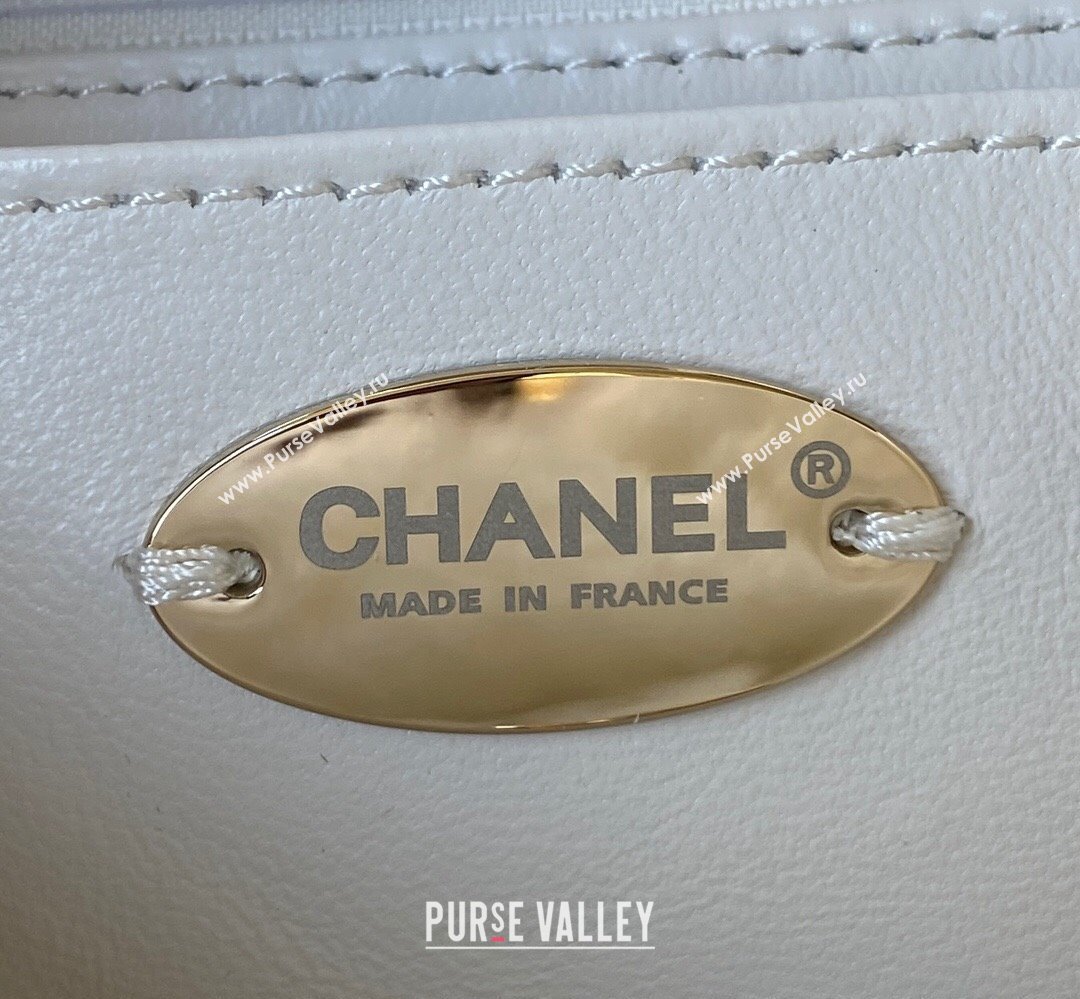 Chanel Shearling and Crystal Flap Bag AS2240 White 2023 (jiyuan-23111617)