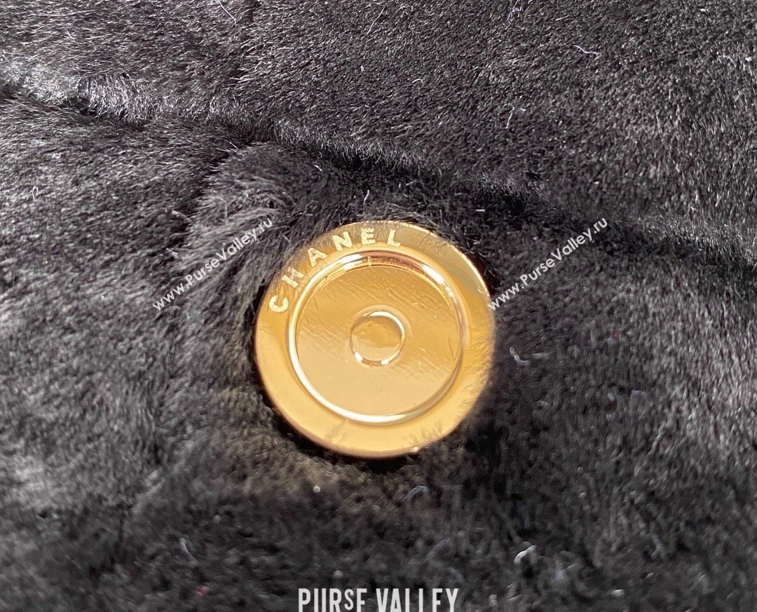 Chanel Shearling and Crystal Flap Bag AS2240 Black 2023 (jiyuan-23111616)
