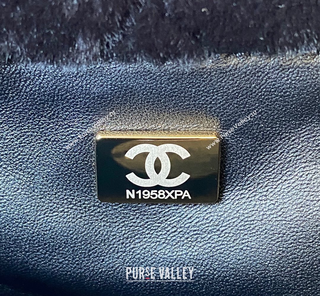 Chanel Shearling and Crystal Flap Bag AS2240 Black 2023 (jiyuan-23111616)