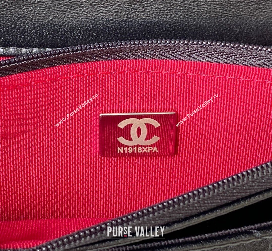 Chanel 19 Shiny Lambskin Wallet On Chain WOC Bag AP3267 Black/Silver 2023 (jiyuan-23111724)