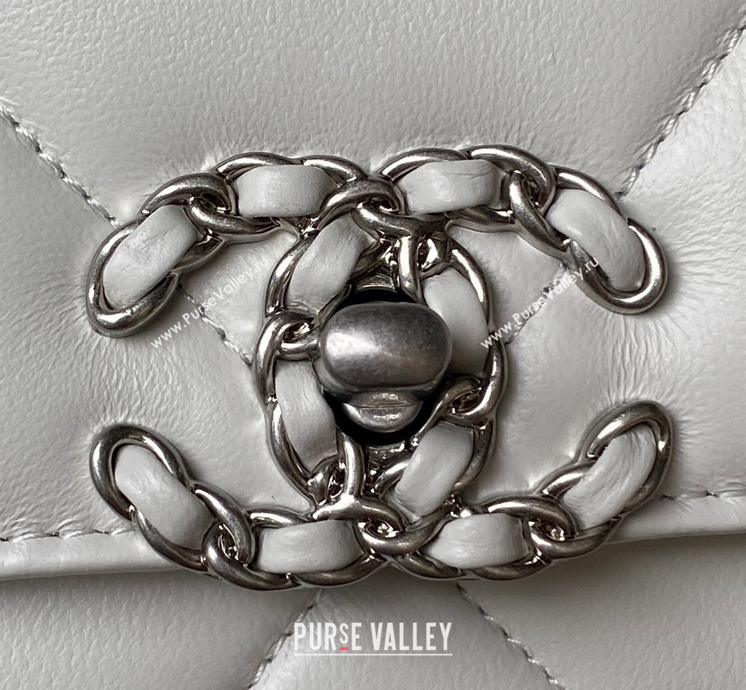 Chanel 19 Shiny Lambskin Wallet On Chain WOC Bag AP3267 White/Silver 2023 (jiyuan-23111727)