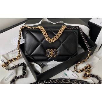 Chanel 19 Shiny Lambskin Wallet On Chain WOC Bag AP3267 Black/Gold 2023 (jiyuan-23111723)