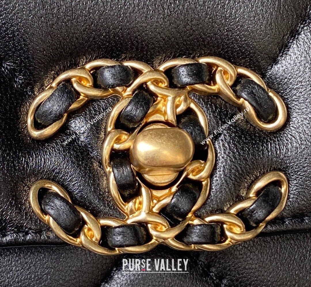 Chanel 19 Shiny Lambskin Wallet On Chain WOC Bag AP3267 Black/Gold 2023 (jiyuan-23111723)