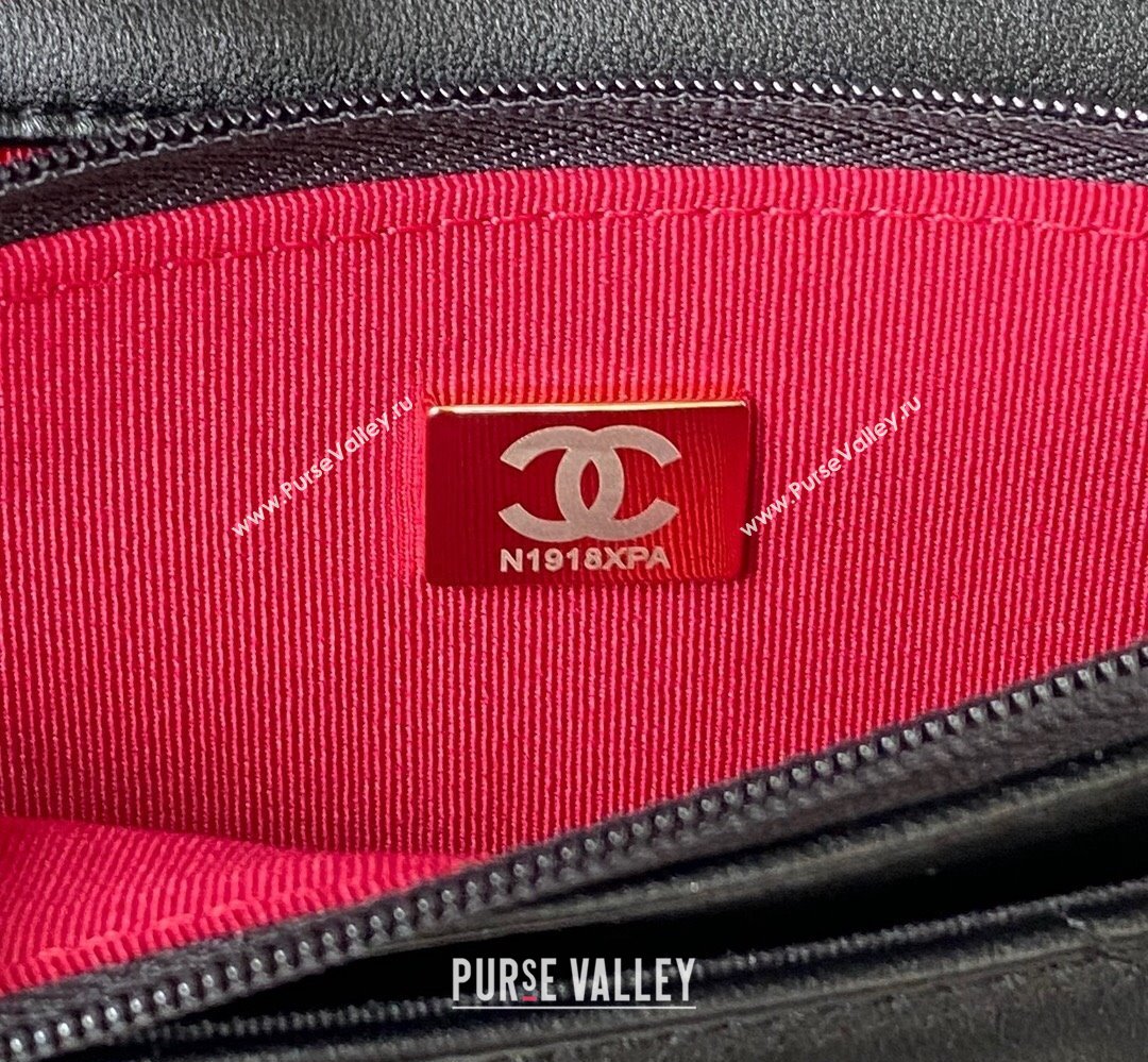 Chanel 19 Shiny Lambskin Wallet On Chain WOC Bag AP3267 Black/Gold 2023 (jiyuan-23111723)