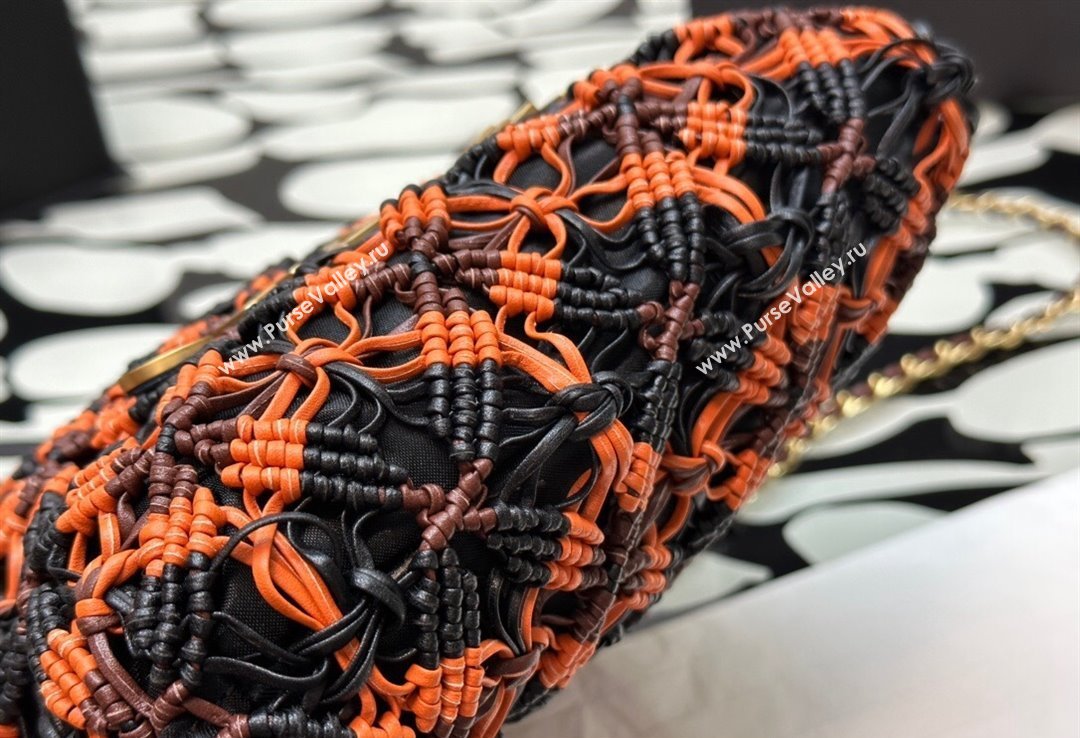 Chanel metallic calfskin macrame CHANEL 22 Mini Handbag AS3980 Light Brown/Burgundy/Black 2023 (jiyuan-23111603)