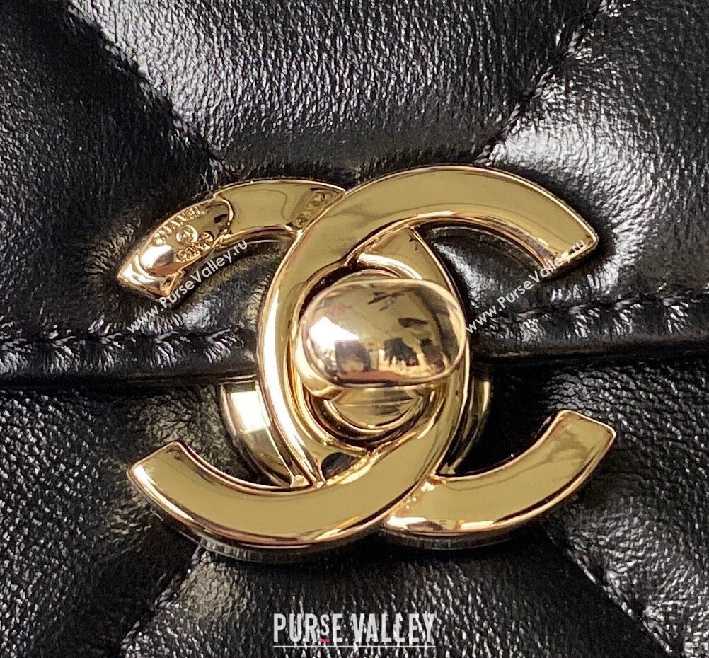 Chanel Quilted Shiny Calfskin & Gold-Tone Metal Small box Bag AS4470 Black 2023 (jiyuan-23111618)