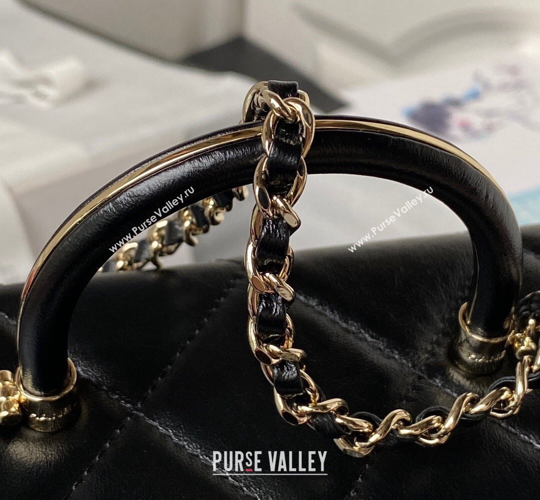 Chanel Quilted Shiny Calfskin & Gold-Tone Metal Small box Bag AS4470 Black 2023 (jiyuan-23111618)