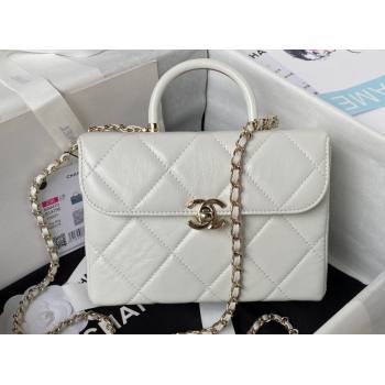 Chanel Quilted Shiny Calfskin & Gold-Tone Metal Small box Bag AS4470 White 2023 (jiyuan-23111619)